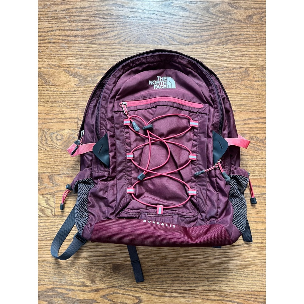 The North Face Borealis Backpack Burgundy Maroon Pink Hiking School Bag